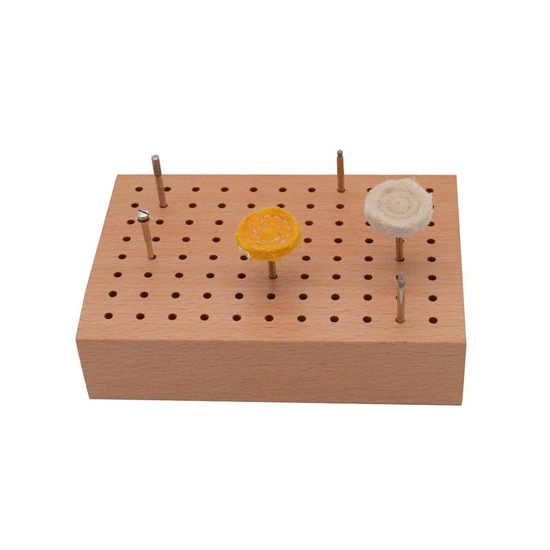 MoMo_moom Wooden Bur Stand Holder, Rotary tool bit holder Organizer, Tools Storage Handy Block With 88 Holes, 5-4/5 by 4 Inches - Image 4